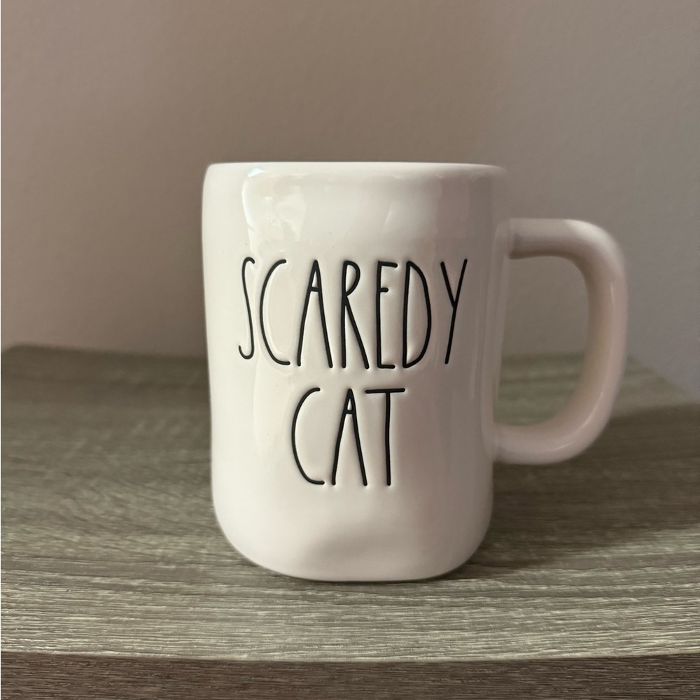 Rae Dunn Scaredy Cat White Mug